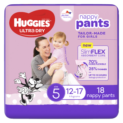 Huggies Ultra Dry Nappy Pant Girls Size 5 12-17kg 18pk