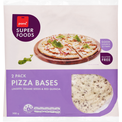 Pams Superfoods Linseed Sesame Seeds & Red Quinoa Pizza Bases 300g