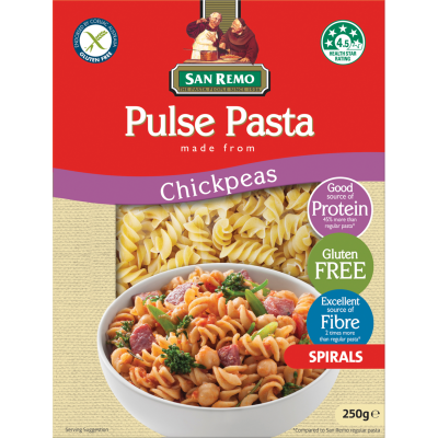 San Remo Chickpeas Spirals Pulse Pasta 250g