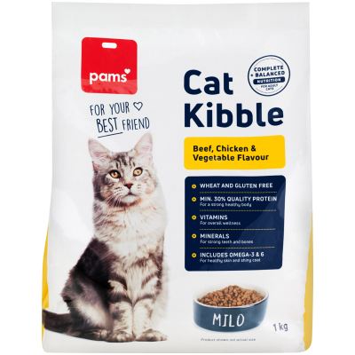 Pams Beef, Chicken & Vegetable Flavour Cat Kibble 1kg