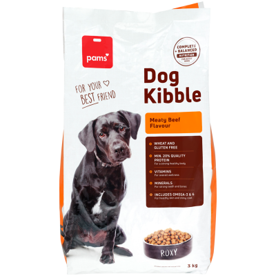 Pams Dog Kibble Meaty Beef Flavour Biscuits 3kg