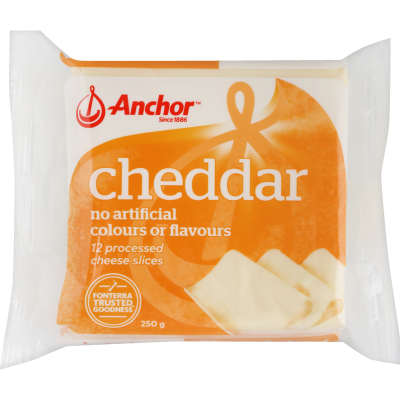 Anchor Cheddar Processed Cheese Slices 250g