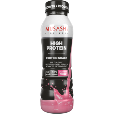 Musashi Strawberry Milkshake Flavour High Protein Milk Drink 375ml