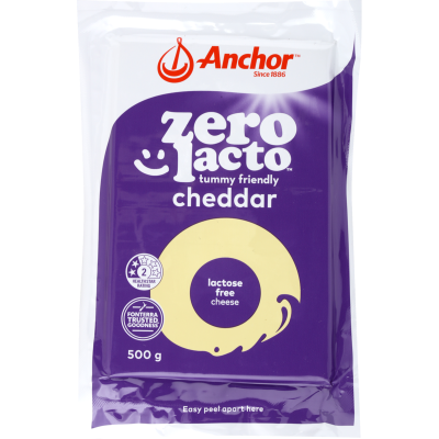 Anchor Zero Lacto Lactose Free Cheddar Cheese Block 500g