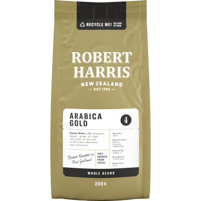 Robert Harris Arabica Gold Strong Whole Beans 100% Arabica Fresh Coffee 200g