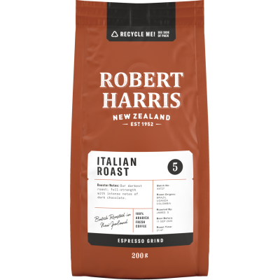 Robert Harris Italian Roast Espresso Grind 100% Arabica Fresh Coffee 200g