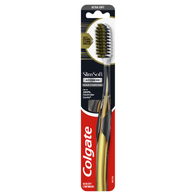 Colgate Slim Soft Advanced Gold  Charcoal Toothbrush 1pk