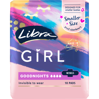 Libra Girl Goodnights Pads With Wings 10pk