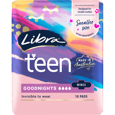 Libra Teen Goodnights Pads With Wings 10pk