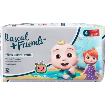 Rascal and Friends Premium Nappy Pants Unisex 10-15kg Toddler 32pk