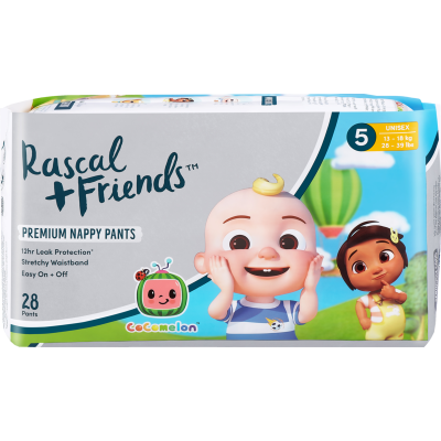 Rascal and Friends Premium Nappy Pants Unisex 13-18kg Walker 28pk