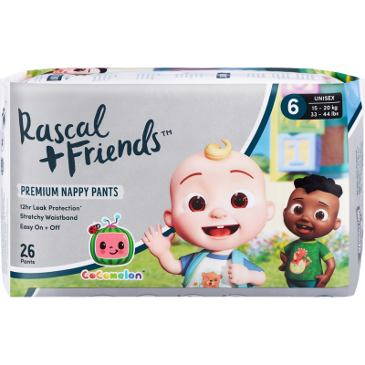 Rascal and Friends Premium Nappy Pants Unisex 15-20kg Junior 26pk