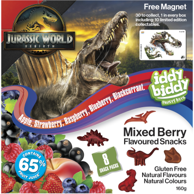 Iddy Biddy Jurassic World Mixed Berry Flavoured Snacks 160g