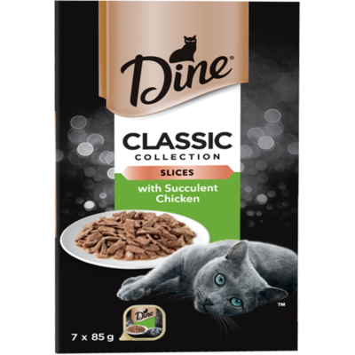Dine Classic Collection Slices With Succulent Chicken Wet Cat Food 7 x 85g