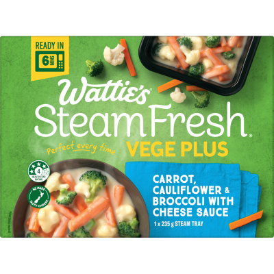 Wattie's Steam Fresh Carrot Cauliflower & Broccoli With Cheese Sauce Vege Plus 235g