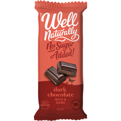 Well Naturally No Sugar Added Rich & Dark Chocolate Block 90g