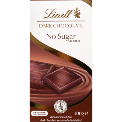 Lindt Dark Chocolate No Sugar Added Chocolate Block 100g