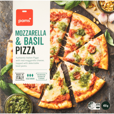 Pams Mozzarella & Basil Pizza 455g