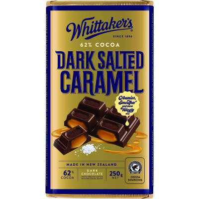 Whittaker's Dark Salted Caramel 62% Cocoa Dark Chocolate Block 250g