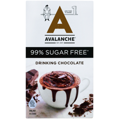 Avalanche Drinking Chocolate 99% Sugar Free Sticks 10 x 20g