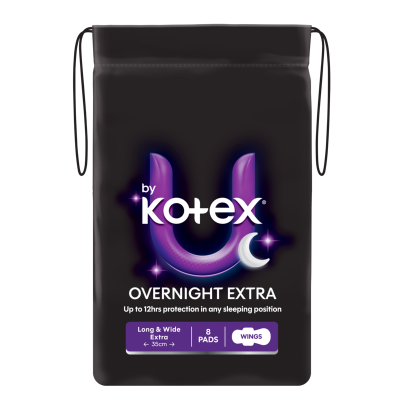 U By Kotex Overnight Extra Long Pads With Wings 8pk