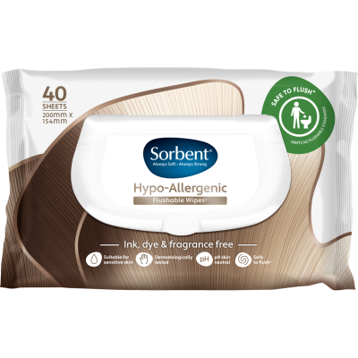Sorbent Hypo-Allergenic Flushable Wipes 40 sheets