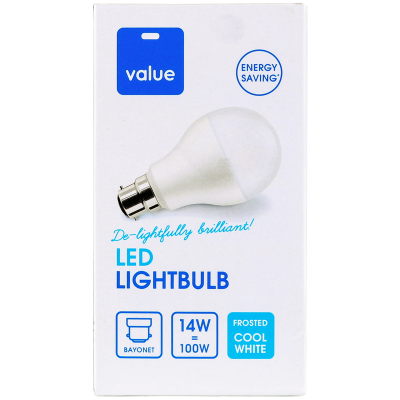Value Led 14W Frosted Cool White Bayonet Bulb 1pk