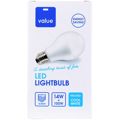 Value Led 14W Frosted Cool White Screw Bulb 1pk