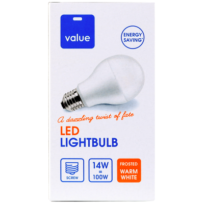 Value Led 14W Frosted Warm White Bulb 1pk
