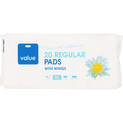 Value Regular Pads With Wings 20pk