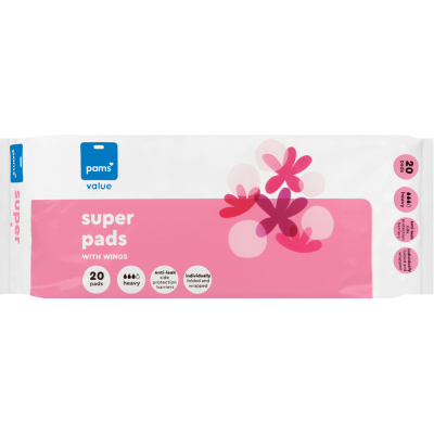 Pams Value Super Pads With Wings 20pk
