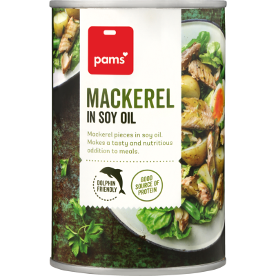 Pams Mackerel In Soy Oil 425g