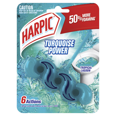 Harpic Turquoise Power Tropical Lagoon Toilet Block Cleaner 1pk