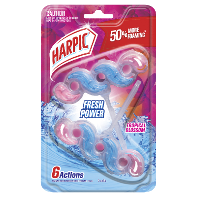 Harpic Fresh Power Tropical Blossom Toilet Block Cleaner 2pk