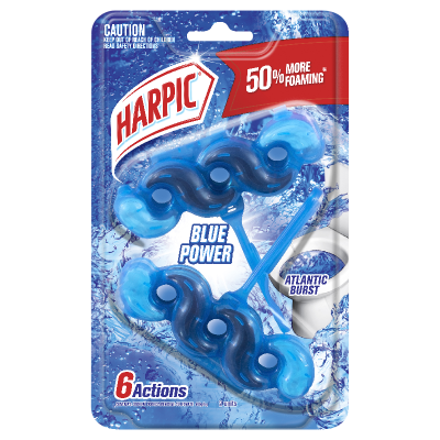 Harpic Blue Power Atlantic Burst Toilet Block Cleaner 2pk