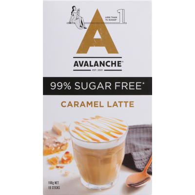 Avalanche Caramel Latte 99% Sugar Free Coffee Sticks 10 x 16g