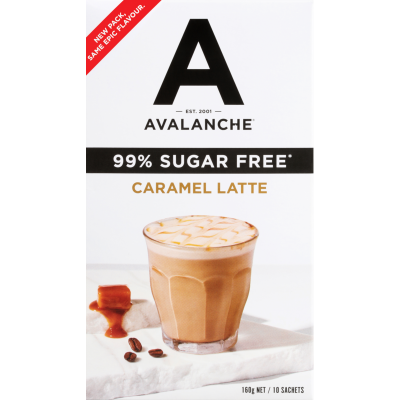 Avalanche 99% Sugar Free Caramel Latte Coffee Sticks 10 x 16g