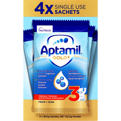 Aptamil Gold+ 3 Pronutra Biotik Toddler Nutritional Supplement Sachets From 1 Year 4 x 38g