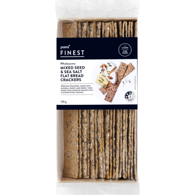 Pams Finest Wholesome Mixed Seed & Sea Salt Flat Bread Crackers 130g