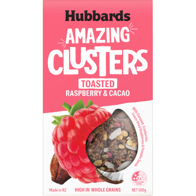 Hubbards Toasted Raspberry & Cacao Amazing Clusters 500g