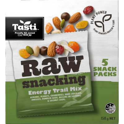 Tasti Raw Snacking Energy Trail Mix Snack Packs 150g