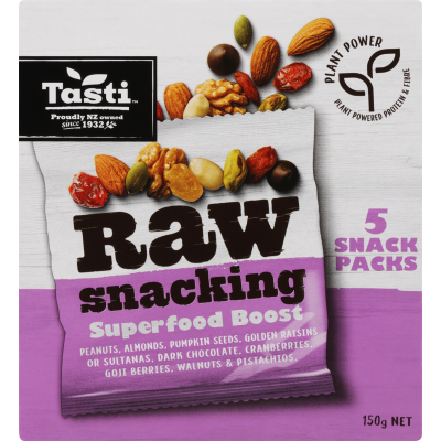 Tasti Raw Snacking Superfood Boost Snack Packs 5 x 30g