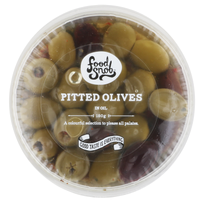 Food Snob Pitted Olives In Oil 180g