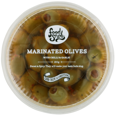 Food Snob Marinated Olives With Chilli & Garlic 180g