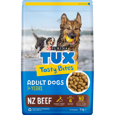 Purina TUX Tasty Bites Adult Dogs NZ Beef Dog Food 3kg