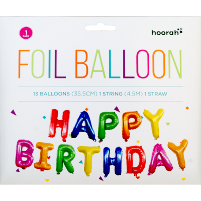 Hoorah Happy Birthday Foil Balloon Banner 1pk