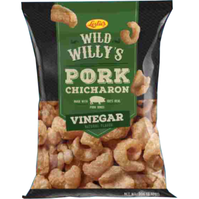 Leslie's Wild Willy's Natural Vinegar Pork Rinds 90g