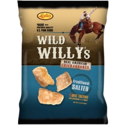 Leslie's Wild Willy's Traditional Salted Pork Rinds 90g