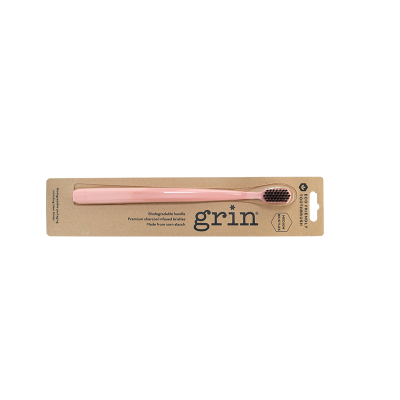 Grin Rose Pink Biodegradable Medium Toothbrush 1pk