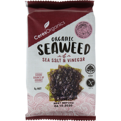 Ceres Organics Sea Salt & Vinegar Seaweed 5g